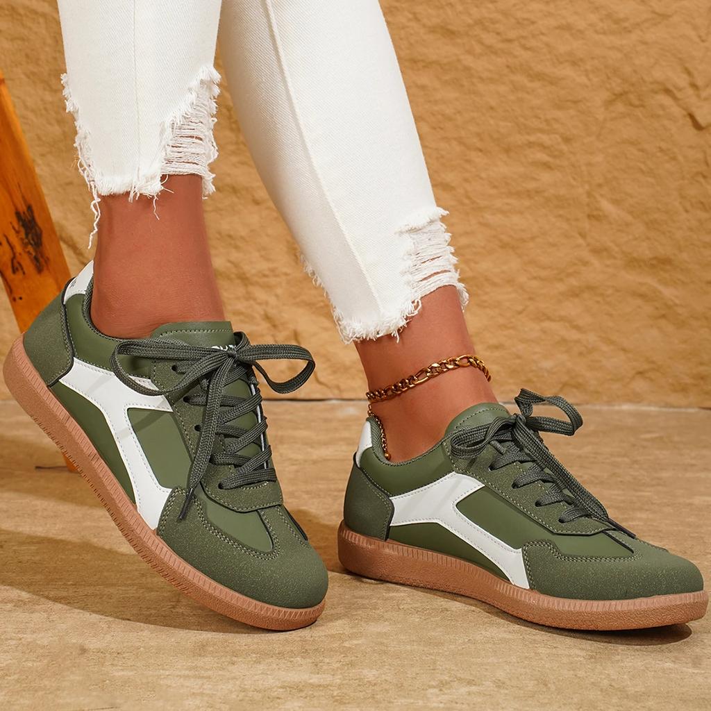 Spring and Autumn Women Flat Fashion Soft Sole Lace Up Walking Shoes Woman Lightweight Comfort Low Top Sneakers Zapatos De Mujer