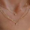 Boho Gold Color Round Crystal Pendant Necklace For Women Vintage Metal Multilayer Geometric Chain Necklace Zircon Gift