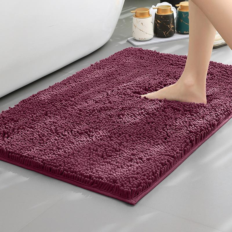 Chenier Thickened Solid Color Bathroom Floor Mat, Bathroom Non-Slip Foot Mat, Household Bathroom Door Absorbent Dirt-Resistant Carpet