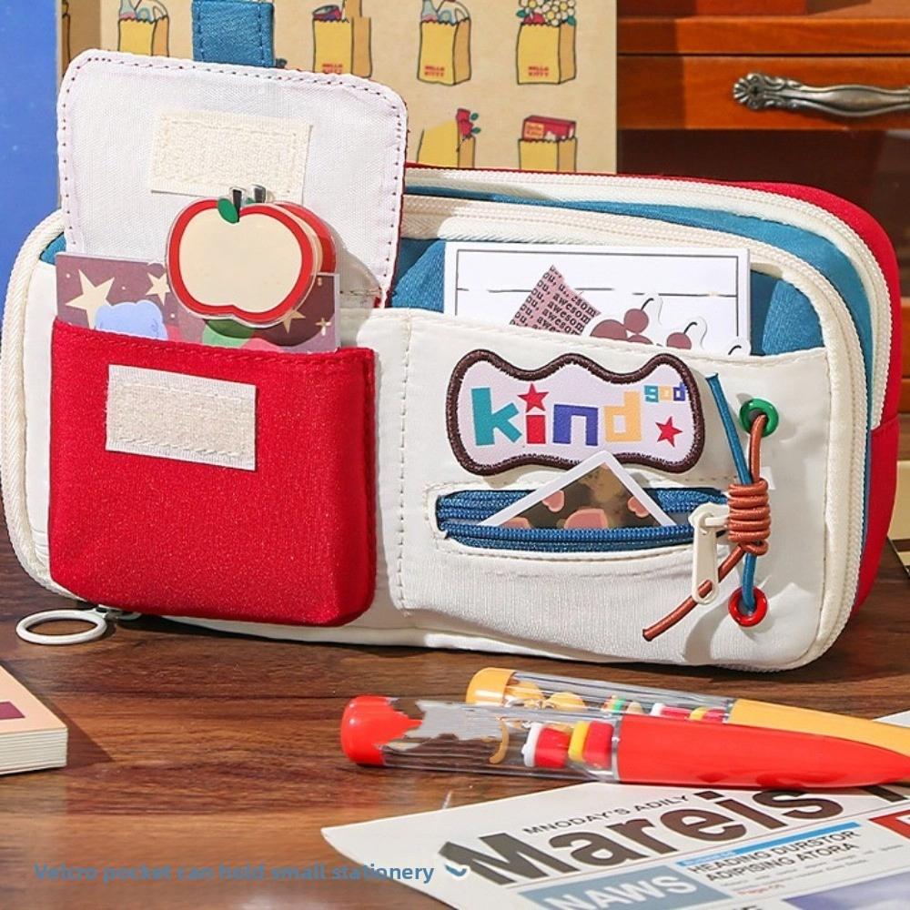 Large Capacity Stationery Storage Bag Multilayer Pen Pencil Case Dopamine Pencil Bag  Gilrs Boys