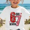 Valentine'S Day Summer Fashion Girls' Short Sleeve T-Shirt, Number Heart Cartoon Pattern Print Casual Versatile Top
