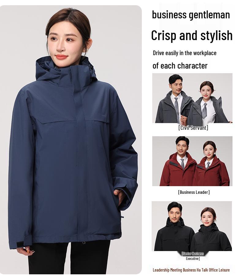 Winter Outdoor Heat-Sealed Warm Couple Outfit: Men's & Women's 3-in-1 Windproof Two-Piece Set