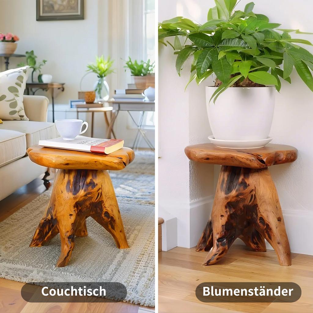 Coffee Table made of Solid Fir, Fir Flower Stand, Solid Wood Footstool, Irregular Shape