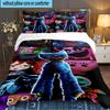 Blue Monster Huggy Night 3PCS Bedding set,Ideal for 1pc Duvet Cover And 2pcs Pillowcases Perfect for Fan gift,Ideal for Bedroom, Dormitory