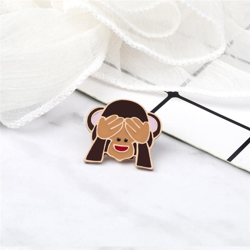 Personalized Animal Brooch Cartoon Lovely Shy Monkey Enamel Pins Cute Funny Badges Jewelry Gifts Backpack Lapel Pin Dropshipping