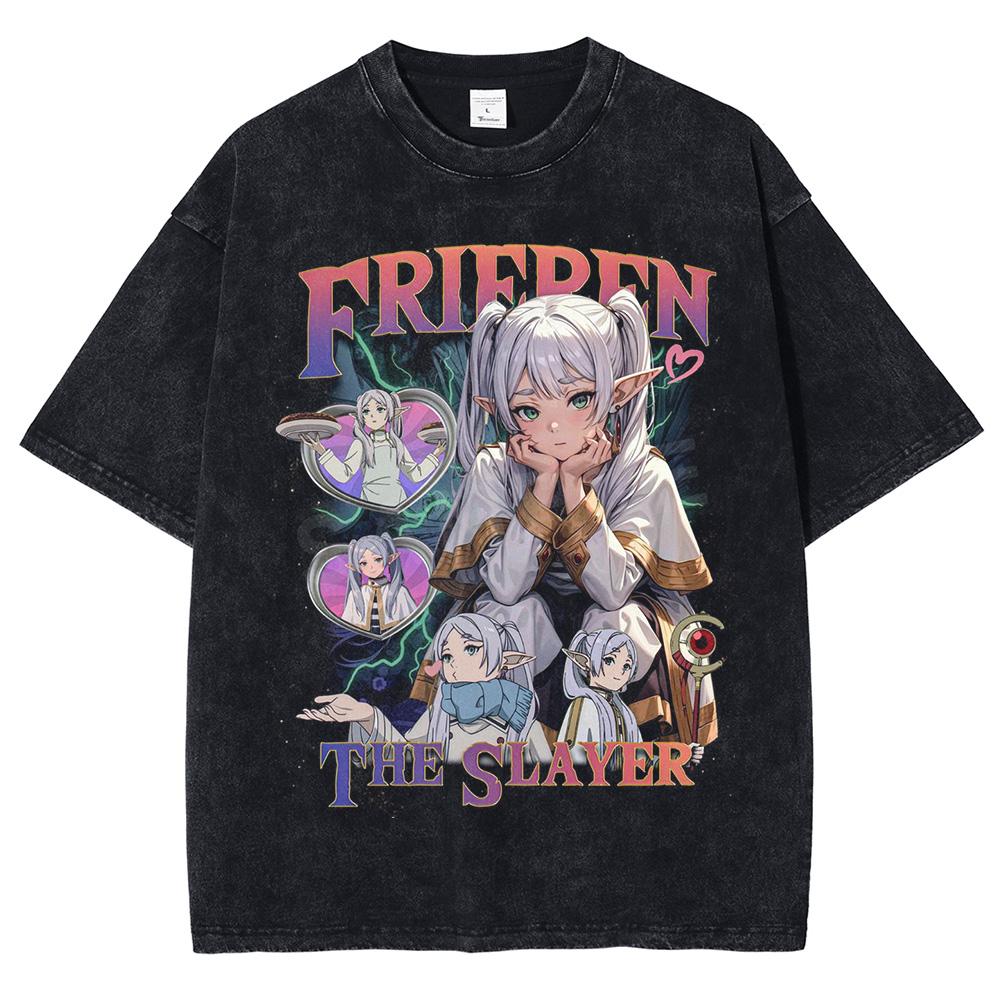 2026 Hip Hop Street Washed Retro T-shirt Anime Pattern TShirt Men's Fashion Summer Casual Oversized Y2K T-shirt