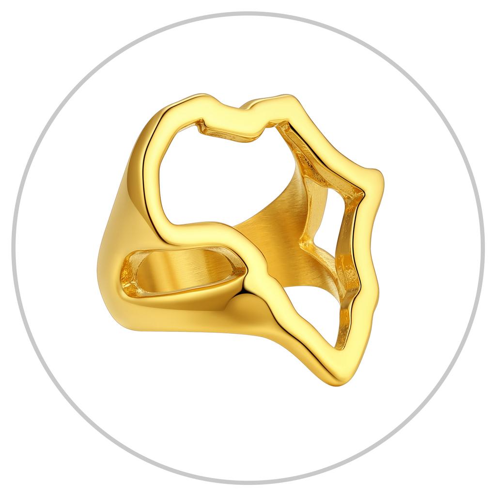 Nerezové Veľké Prstene s Mapou Afriky pre Muža Ženu Plné / Duté Signetové Prstene s Mapou Afrických Krajín Unisex Šperky Darček