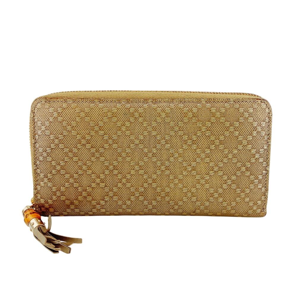 GUCCI 224253 Bamboo tassel leather Diamante Purse gold leather Used