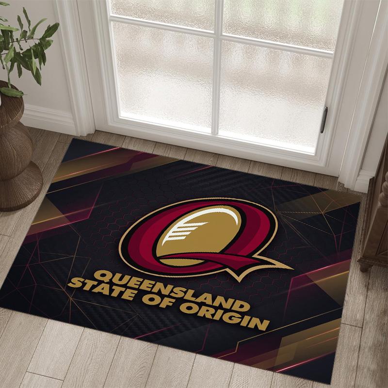 Queensland Maroons Design Crystal Velvet Carpet Cozy Non?Slip Printed Rug For Bedroom Living Room Entrance
