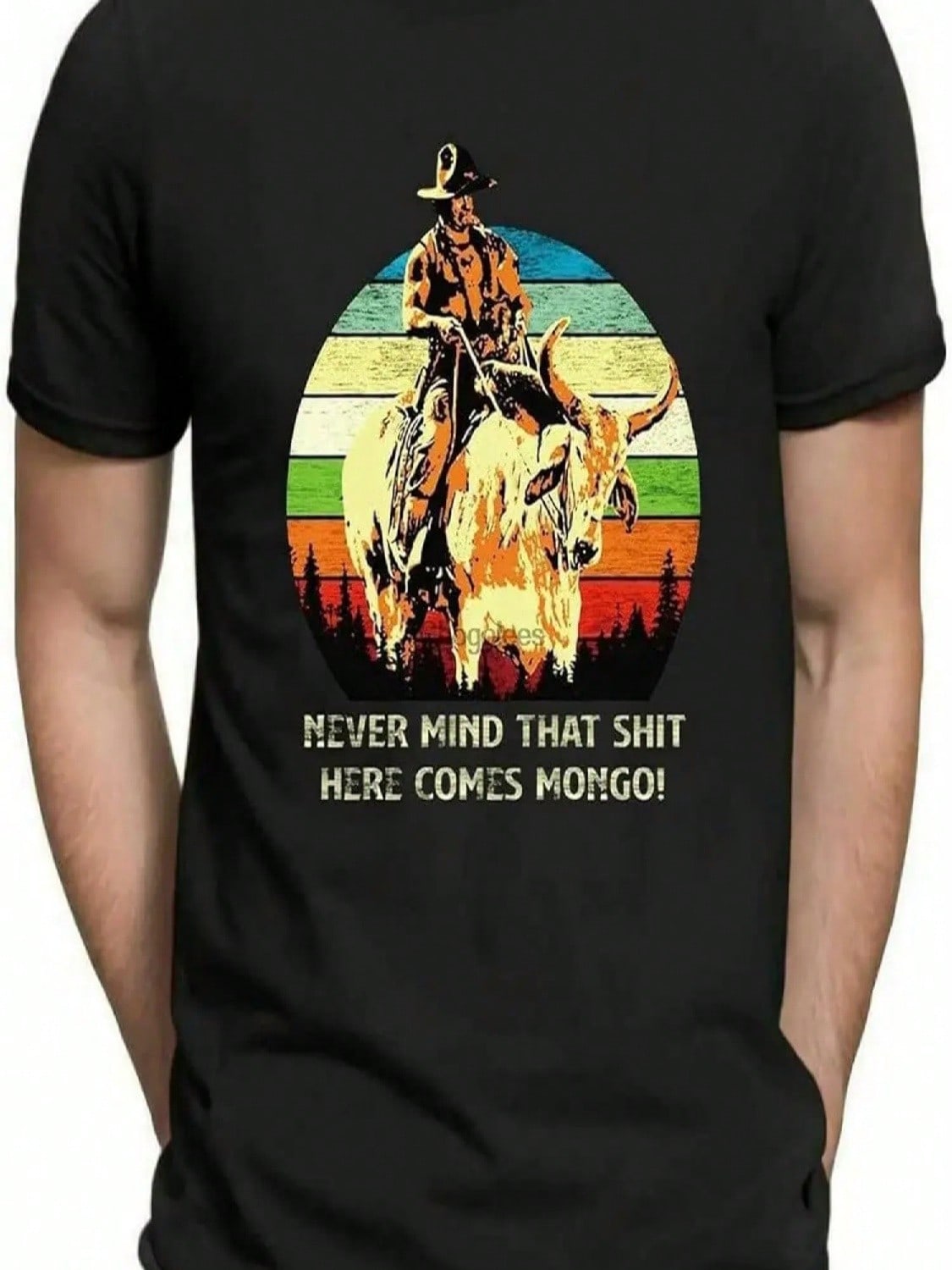 Blazing Saddles Never Mind That ShT Here Comes Mongo Retro Vintage s T-Shirt Graphic Unisex Tee Shirt S разноцветный