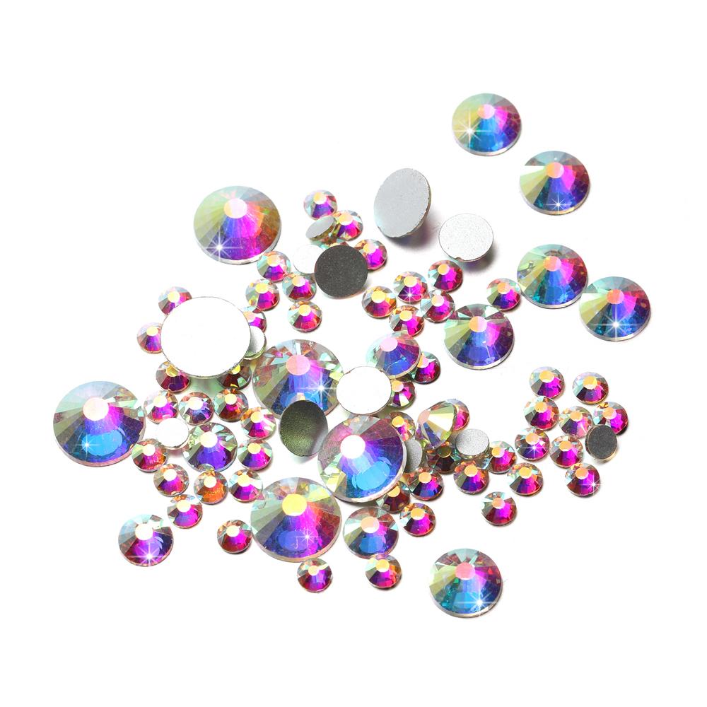 

Цветные блестящие стразы AB, хрустальная аппликация, стразы без горячей фиксации для украшения ногтей, макияжа, одежды, обуви SS3 -1440PCS