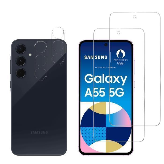 Protective Film - Phonillico® - Samsung Galaxy A55 5G - Tempered Glass - 2 Pack - Scratch Resistant