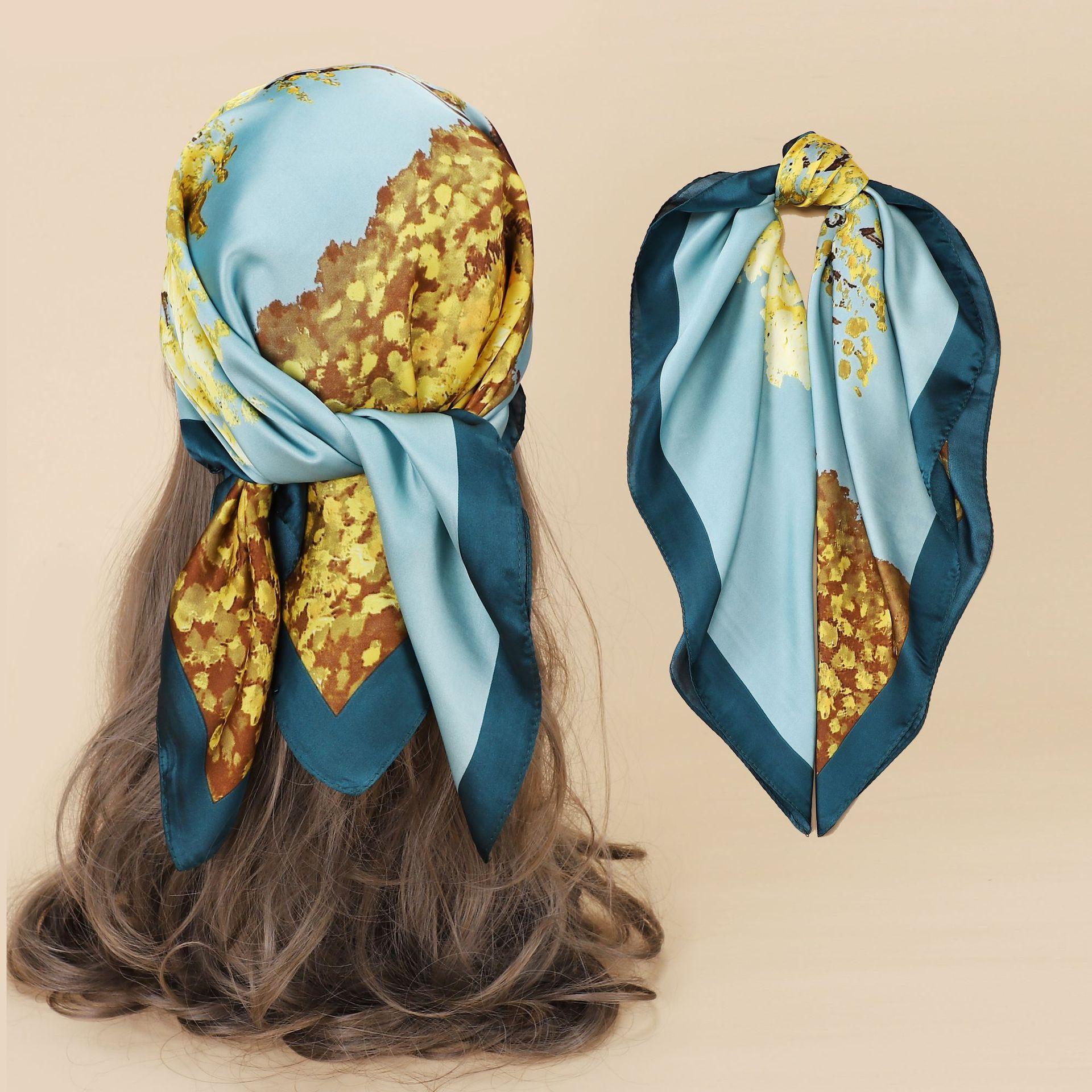 Foulard En Soie/satin Noir Pour Femme - Carré Polyvalent - Bandana, Tour De Cou, Accessoire Sac - Élégant Et Tendance - 3