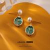 Elegant French Retro Mermaid Drip Oil Earrings: Non-Fading, Double-Sided, Color Block Dangling Jewelry for Women