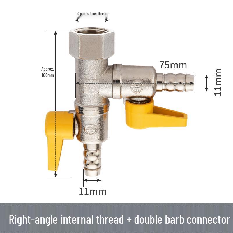Telu Copper Gas Pipe Tee Valve, Y-Type 4-Point Ball Valve, One-in-Two Natural Gas Switch