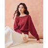 IEF Damen Koreanischer Stil Elegant Locker Fledermausärmel Strickpullover