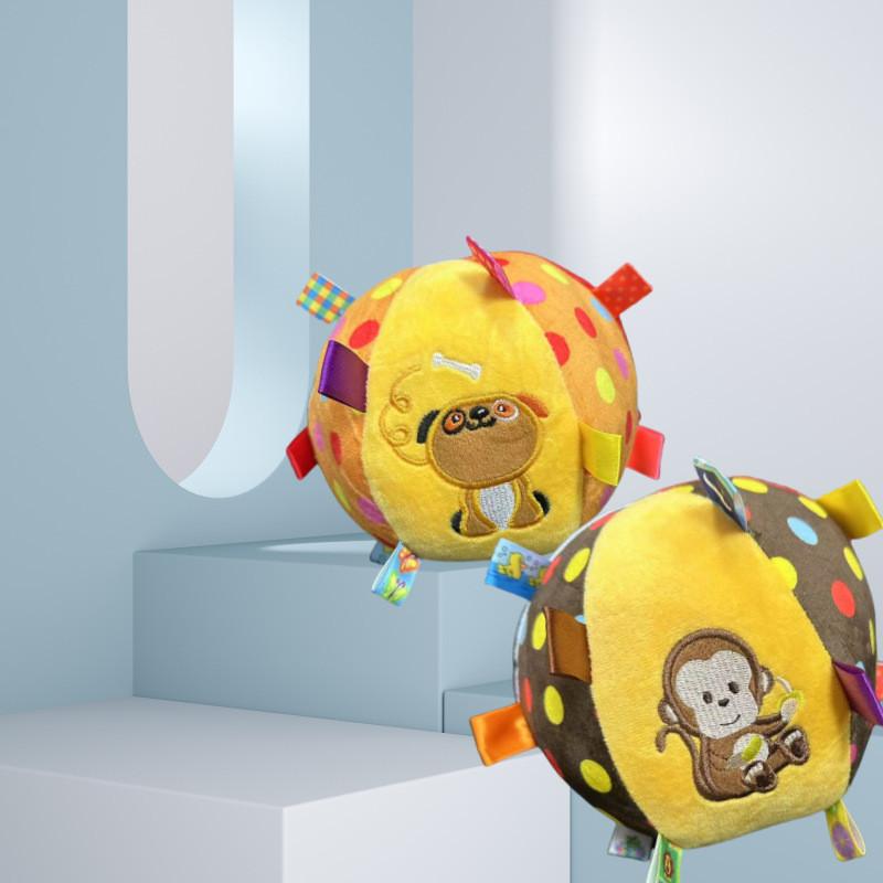 Puppy Frog Monkey Pattern Plush Cloth Ball Dog Pet Toy With Bell For Dogs And Puppies