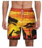 Beach Shorts, Palm Leaves with 3D Pattern for Men, Quick Drying Shorts for Hawaiian Plants