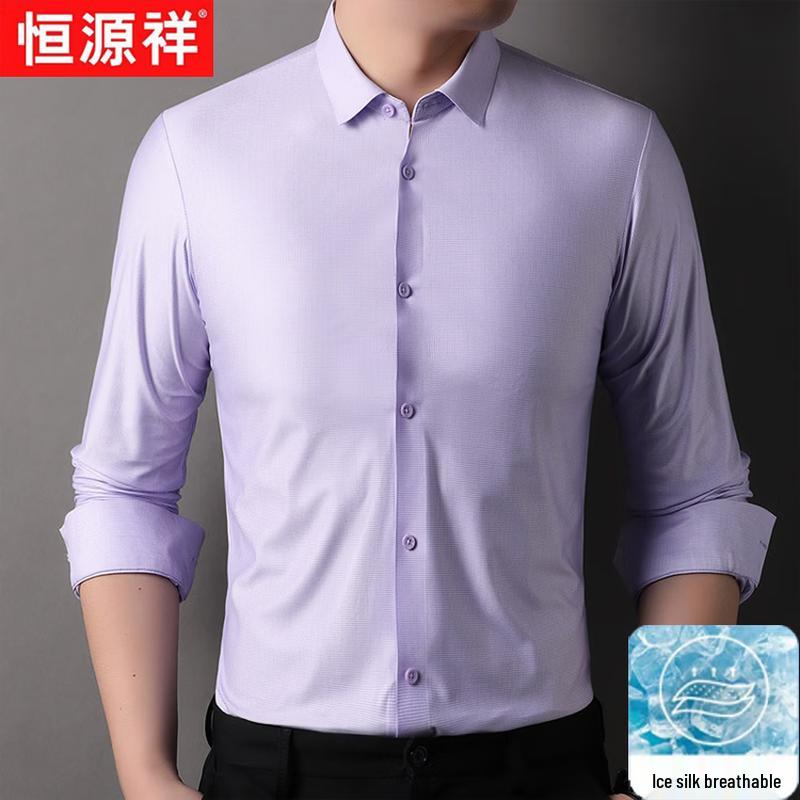 Hengyuanxiang Men s Ice Silk Long-Sleeve Shirt 39