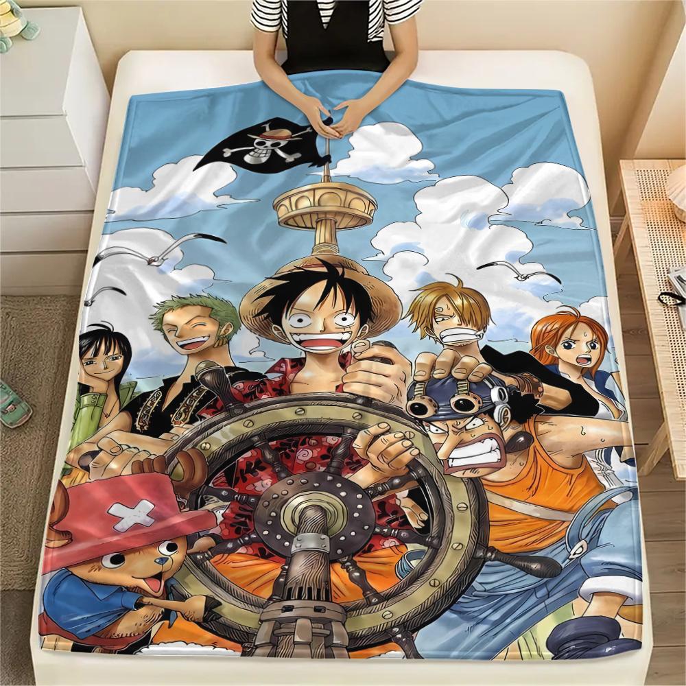 

Фланелева ковдра з принтом персонажів One Piece, Висока якість, Зручна для всіх сезонів, Декор для дому, Тепло та затишок, Ідеально для різдвяних подарунків 150cm x 200cm