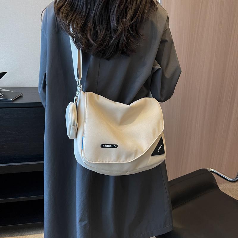 Large Capacity Women's Canvas Bag - Korean Style Student Casual Solid Color