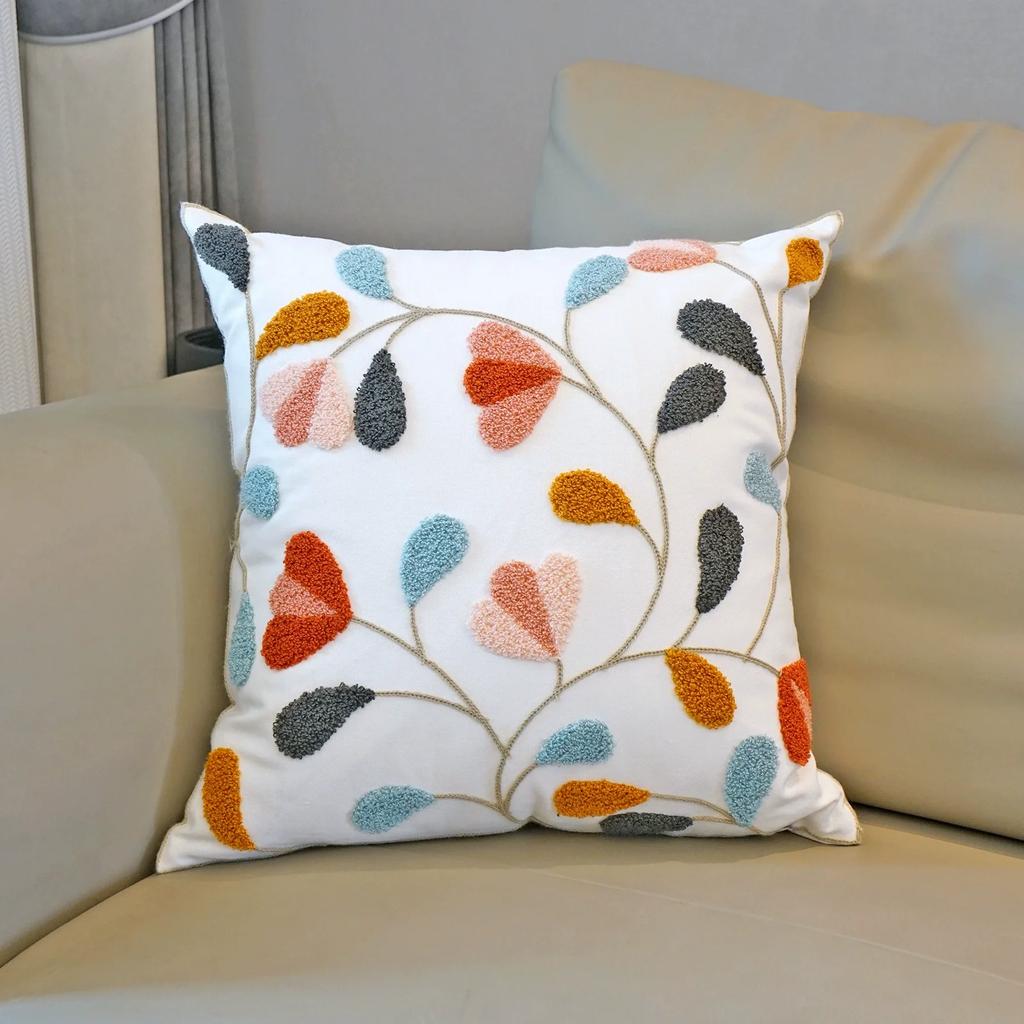 45X45Embroidery Pillowcase Pillow Cover Luxury Flower Nordic Vintage Style Cushion Covers Home Living Room Sofa Couch Seat Decor