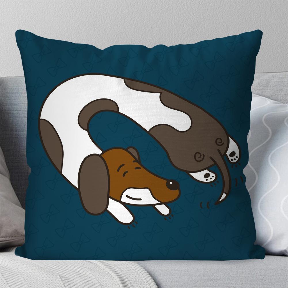1 Stück Dackel Cartoon Animation Kissenbezug Quadratisches Kissen Schlafzimmer Sofa Freizeit Komfort Kissen Auto Wohnzimmer Heimdekoration 40X40