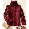Womens High Neck Long Sleeve Knit Sweater With Twisted Cable Soft Acrylic Loose Fit Casual Fall Winter Fashion