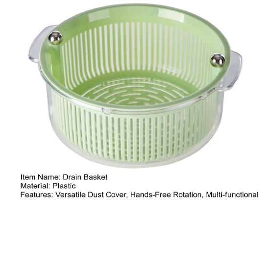 Yousheng Vegetable Fruit Washer Multi-Functional Drain Basket Fruit Tray Versatile Rotating Food Prep Tool Kitchen Accessory