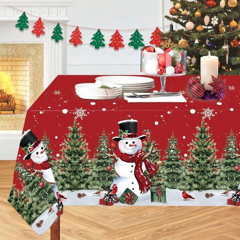 Plastic Table Cover Disposable Party Tablecloths Retro Christmas Tablecloth  Christmas Decoration