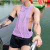 INCERUN Men Summer Sleeveless Big Cuff Mesh Sheer See Through Loose Beach Tank Tops