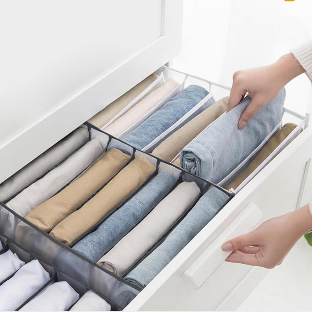 Cloth Drawer Organizer Leggings Jeans Pants Storage Basket Box 7 Grids Medium