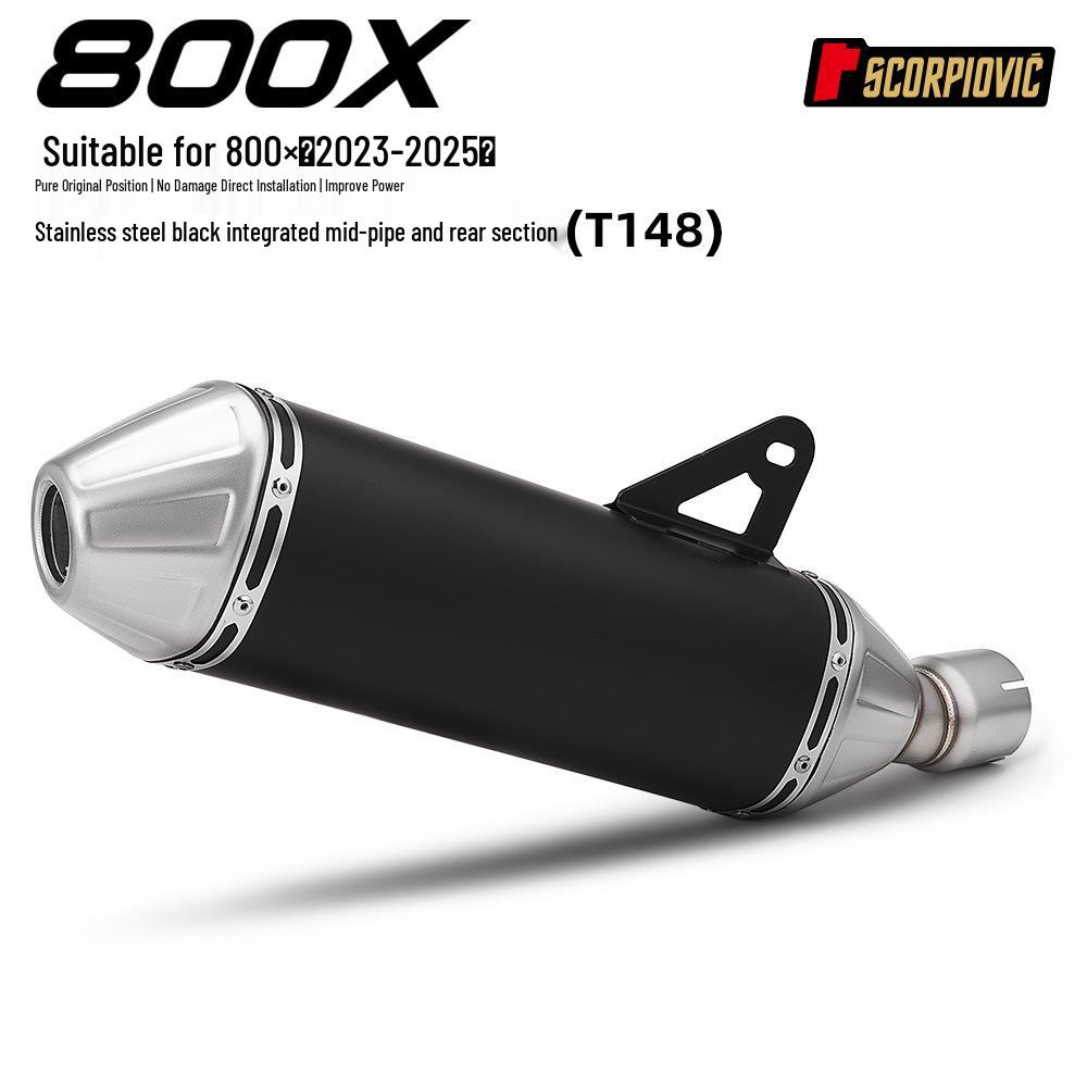 Motorcycle Kayo 800X Exhaust Muffler: Integrated Mid-Pipe Rear-Pipe for Original Front-Pipe Connection