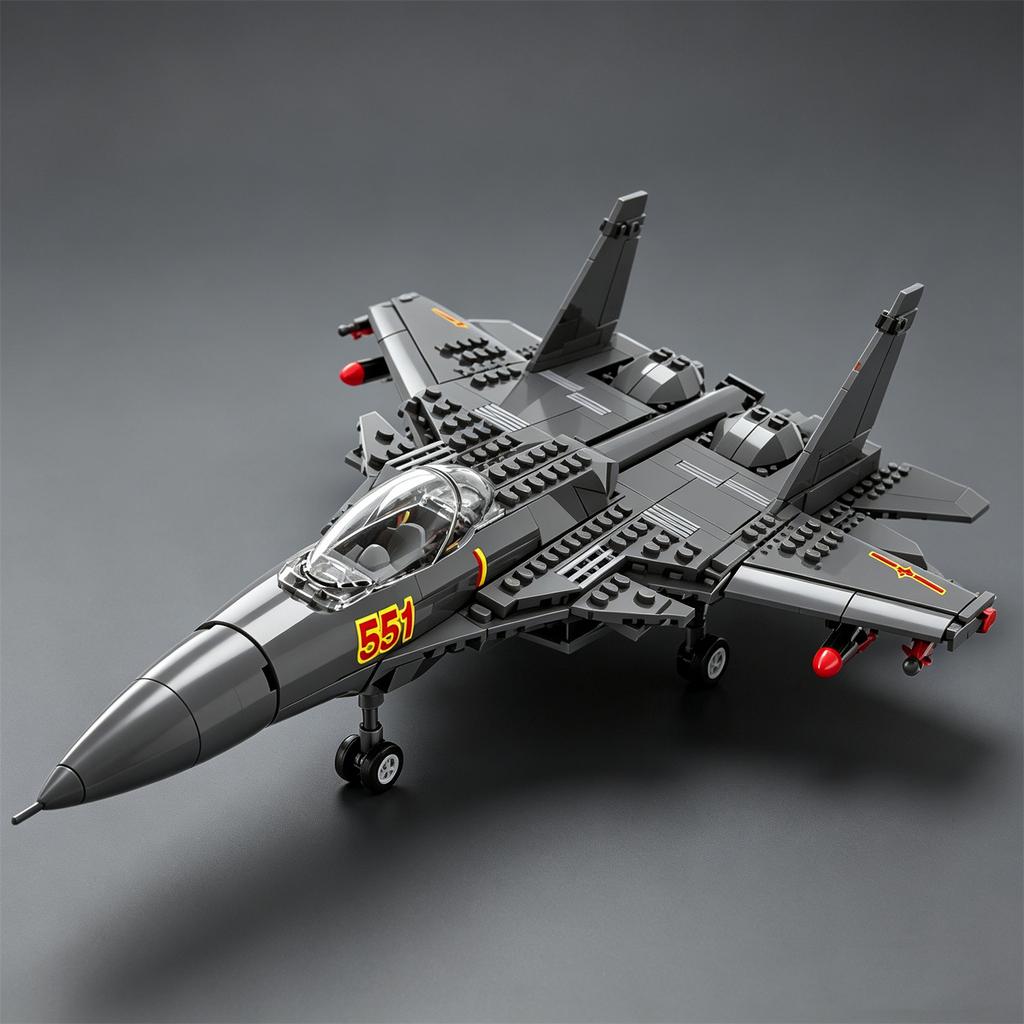 Flanker-D Building Blocks: Flying Shark Fighter Aircraft Model—Educational Toy for Kids : Carrier-Based Jet Plane