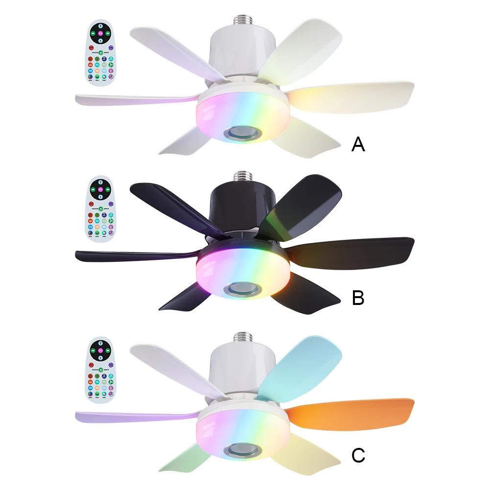 Socket Fan Light with Remote Socket Ceiling Fan Adjustable Wind Speed LED Light Fan Timing Wireless Fan for Living Room Bedroom