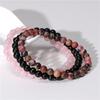 3Pcs Natural Stone Bracelet 8mm Rhodonite Rose Pink Quartzs Amethysts Hematite Bracelets For Women Men Zircon