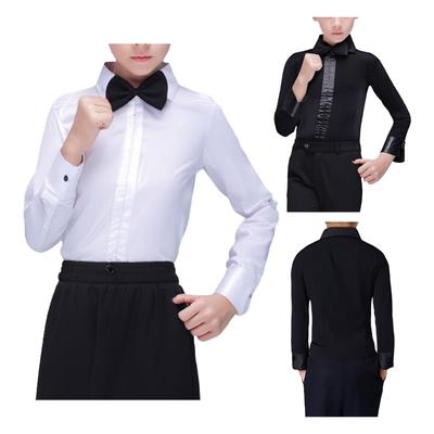 Chlapecký outfit na latinskoamerické tance Sklápěcí límec Dlouhý rukáv Trikot Motýlek Salsa Tango Výkon Soutěžní oblečení