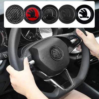 Lbrdy0 1pcs Car Steering Wheel Logo Emblem Cover Sticker for Octavia Yeti VRS Roomster Citigo Combi Visions Enyaq RS iV Deriv