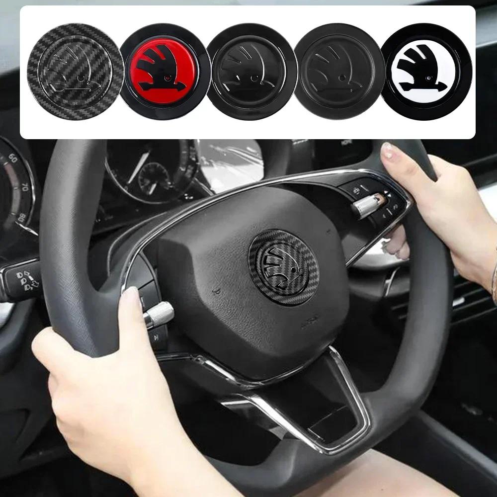 lbrdy0 1pcs Car Steering Wheel Logo Emblem Cover Sticker for Skoda Octavia Yeti VRS Roomster Citigo Combi Visions Enyaq RS iV Deriv