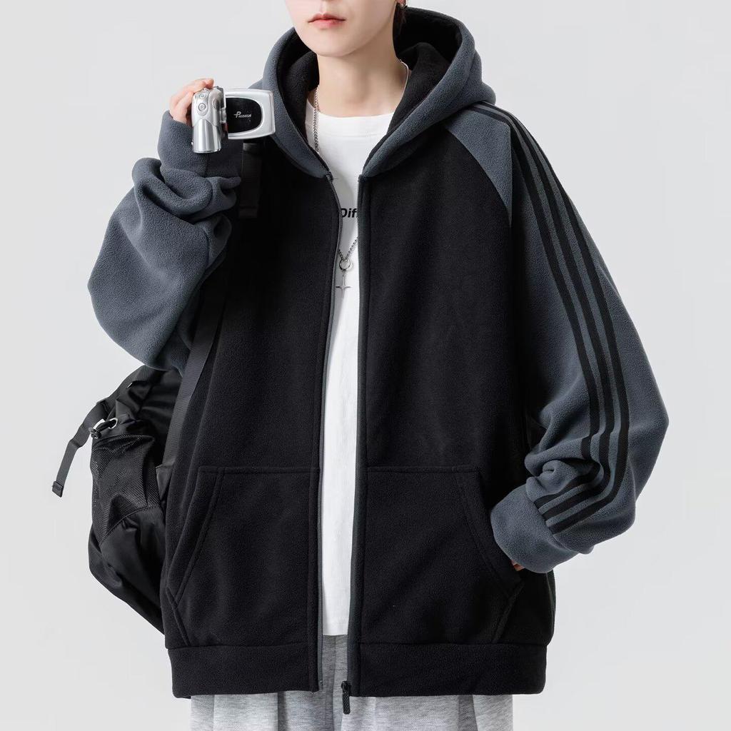 Men's Double-Sided Fleece Hoodie: Autumn/Winter Trendy, Loose-Fit, Thick, Warm Jacket