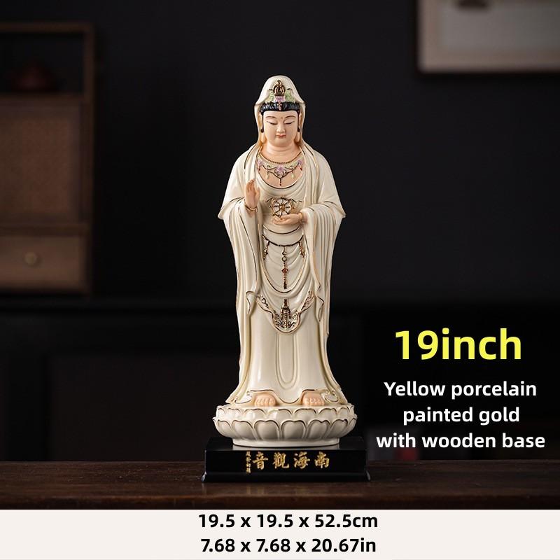 19inch Guanyin Bodhisattva Buddha Statues Ceramic Statues Avalokitesvara Buddha God HOME Shrine Altar FENG SHUI Statue