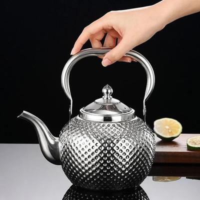 Hammer Texture Stainless Steel Teapot, Hight-Capacity Boiling Water Pot With Tea Strainer, Restaurant Induction Cooker Teakettle