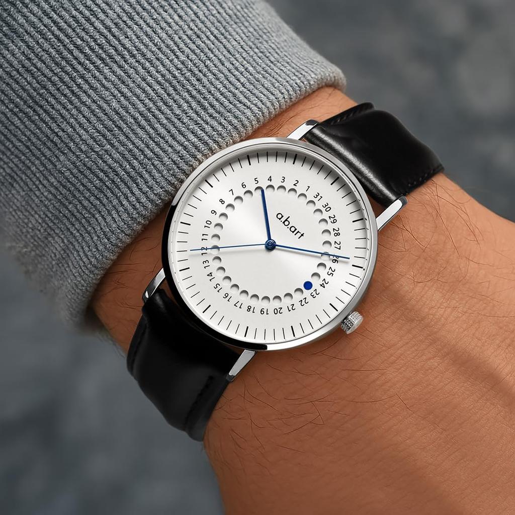 Swiss Sapphire White Silver Stainless Steel Mesh 41mm a.b.art Men's Watch, Movement, Crystal, Dial, Strap, Slim, Waterproof, Analog, Simple, Business,