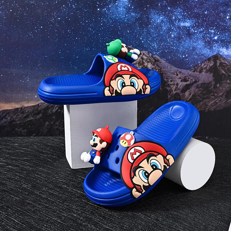 Comfortable Cartoon Mario Boys' Slippers Lightweight Soft Bottom Non-slip Design Perfect For Summer Wear