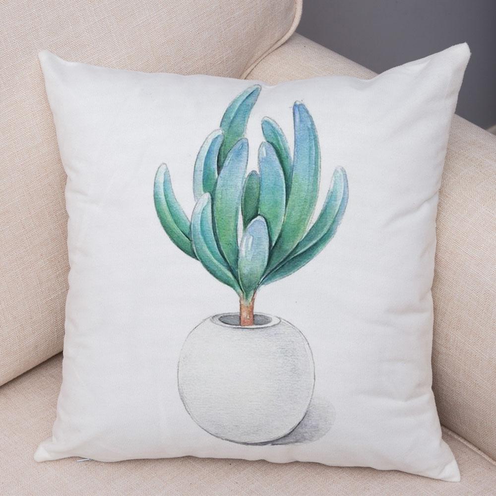 Cartoon Plant Cushion Cover Bedroom Living Room Car Sofa Pillowcase Watercolor Juicy Pillowcase Ornament