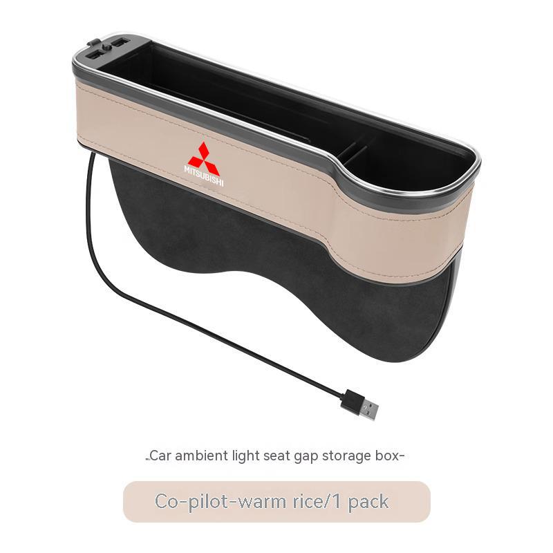 sdzh1 Car USB Charging Colour Light Seat Storage Case Seat Gap Box For Mitsubishi Outlander Pajero Asx Lancer EX Evolution X Ralliart