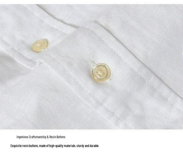 Men's Short Sleeve Breathable White Linen Shirt