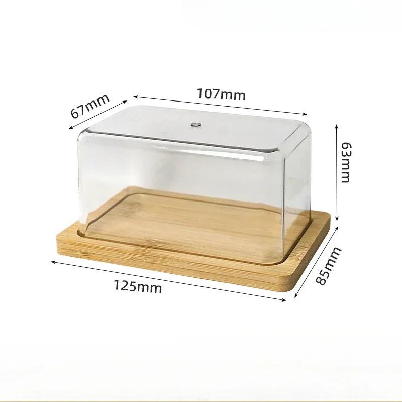 

Countertop Bamboo Butter Dish Plate with Transparent Acrylic Lid Nordic Kitchen Storage Butter Container Box Butter Tableware