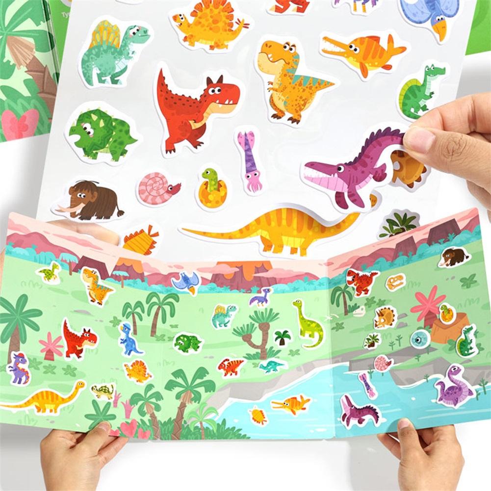 Reusable Sticker Books for Children DIY Puzzle Game Educational Learning Toy Cartoon Learning Cognition Toys for Kids Gift