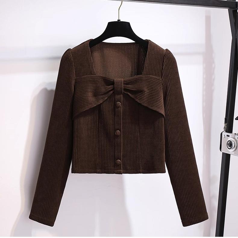 Red Corduroy Jacket Mini Skirt Women's Fashionable Two Piece Set Autumn Season Elegant and Stylish Clothing